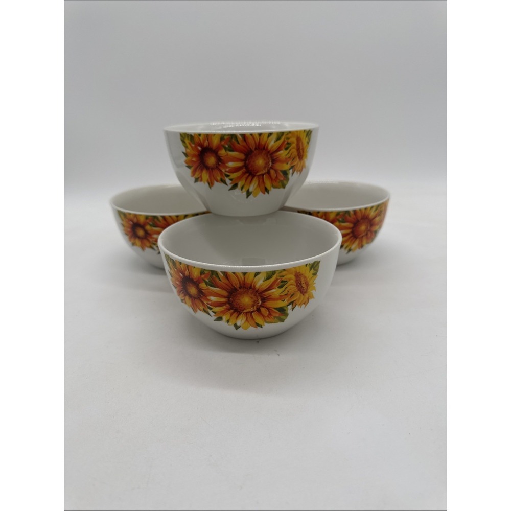 Royal Norfolk Sunflower Set Of 4 Soup/Cereal Bowls‎ 5 1/4"